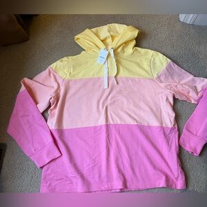J. Crew Factory Yellow and Pink Colorblock Hoodie